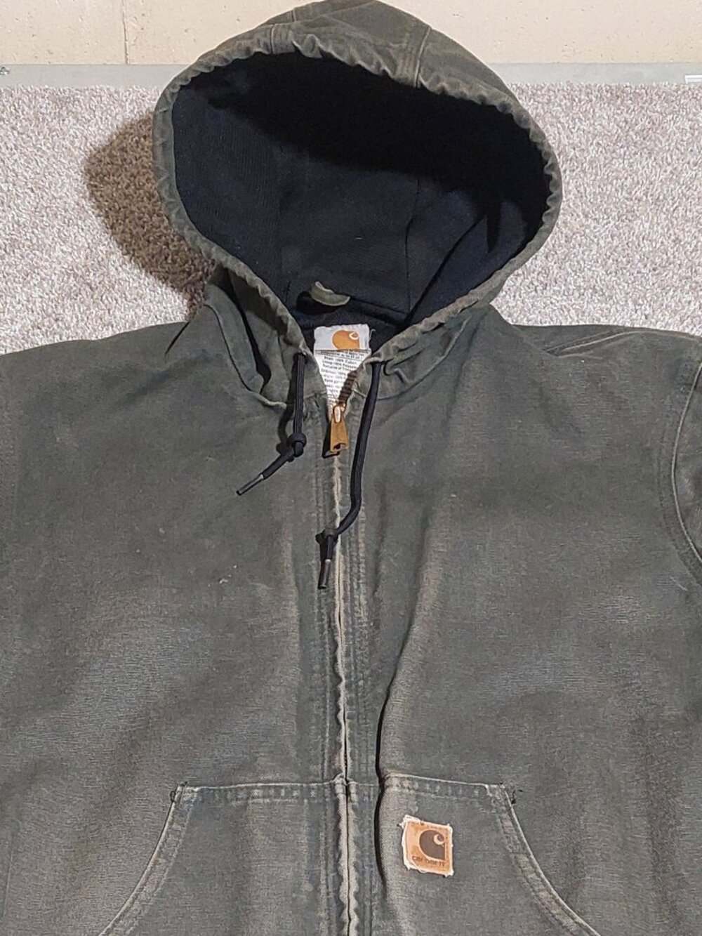 Vintage Carhartt J25 MOS Moss Green Sandstone Duck Active Farm Aged 2006 Size M - Picture 5 of 9